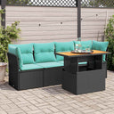 vidaXL 5-Piece Lounge Set with Cushions Poly Rattan Black