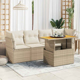 vidaXL 5-piece Lounge Set with Cushions Poly Rattan Black