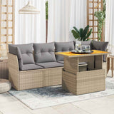 vidaXL 5-piece Lounge Set with Cushions Poly Rattan Black