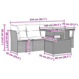 vidaXL 5-Piece Lounge Set with Cushions Poly Rattan Black