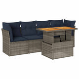 vidaXL 5-Piece Lounge Set with Cushions Poly Rattan Black