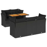vidaXL 6-Piece Lounge Set with Cushions Poly Rattan Black