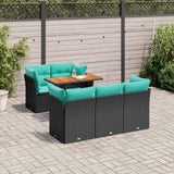vidaXL 6-Piece Lounge Set with Cushions Poly Rattan Black