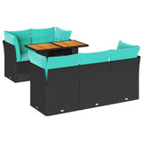 vidaXL 6-Piece Lounge Set with Cushions Poly Rattan Black