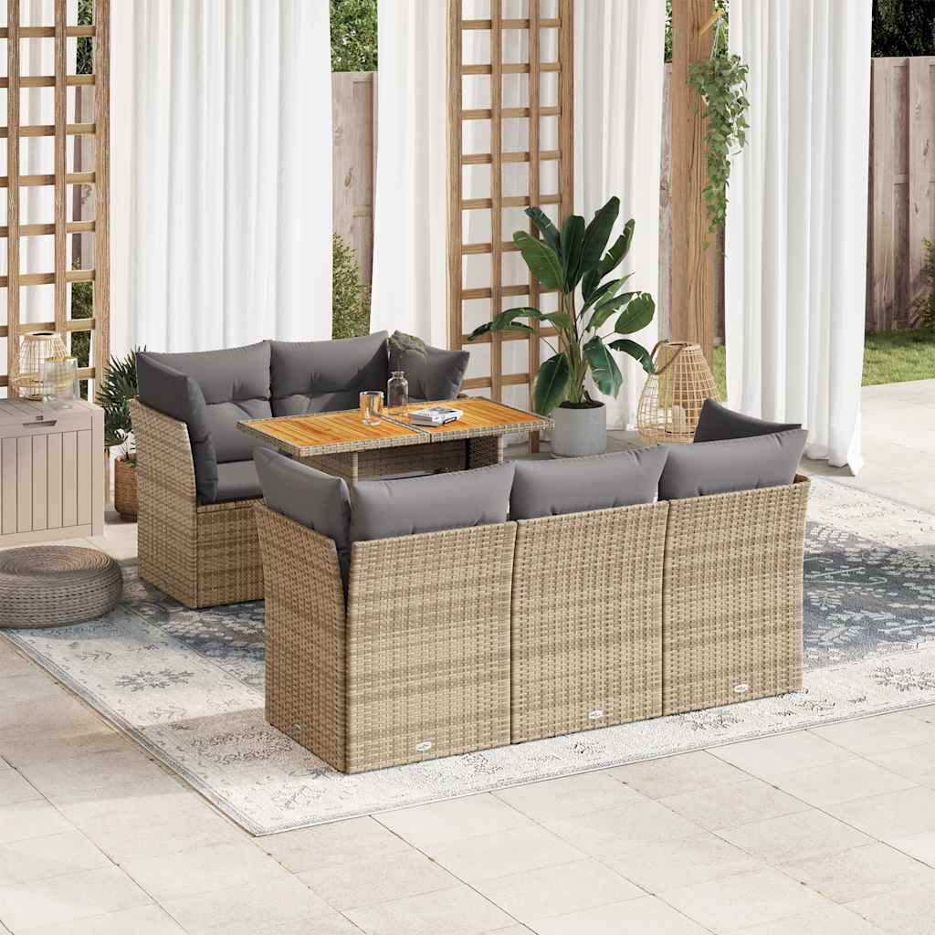 vidaXL 6-Piece Lounge Set with Cushions Poly Rattan Black