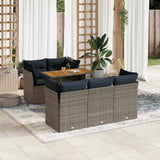 vidaXL 6-Piece Lounge Set with Cushions Poly Rattan Black