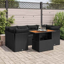 vidaXL 7-Piece Lounge Set with Cushions Poly Rattan Black