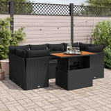 vidaXL 7-Piece Lounge Set with Cushions Poly Rattan Black