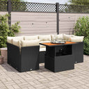vidaXL 7-Piece Lounge Set with Cushions Poly Rattan Black