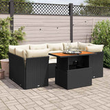 vidaXL 7-Piece Lounge Set with Cushions Poly Rattan Black