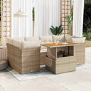 vidaXL 7-Piece Lounge Set with Cushions Poly Rattan Black
