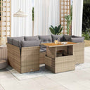 vidaXL 7-Piece Lounge Set with Cushions Poly Rattan Black