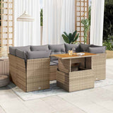 vidaXL 7-Piece Lounge Set with Cushions Poly Rattan Black