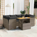 vidaXL 7-Piece Lounge Set with Cushions Poly Rattan Black