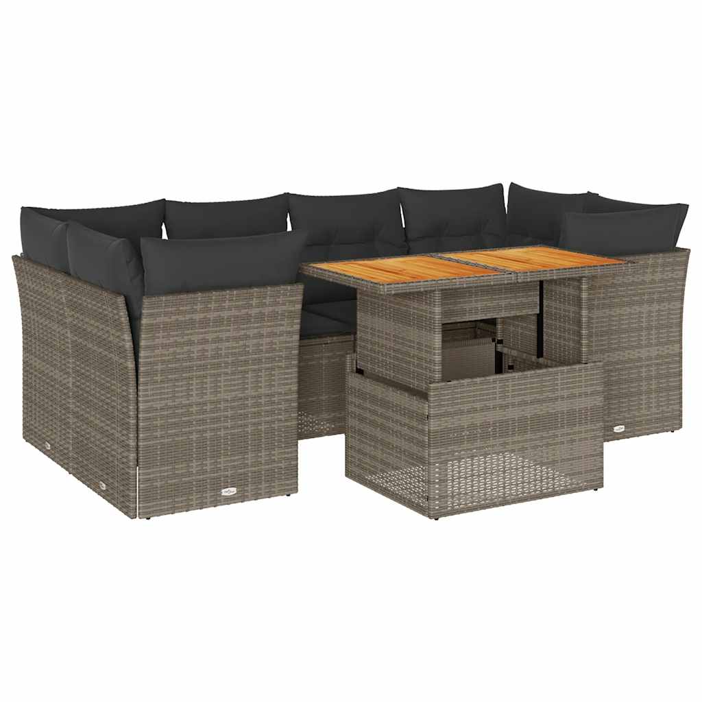 vidaXL 7-Piece Lounge Set with Cushions Poly Rattan Black
