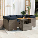 vidaXL 7-Piece Lounge Set with Cushions Poly Rattan Black