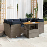 vidaXL 7-Piece Lounge Set with Cushions Poly Rattan Black