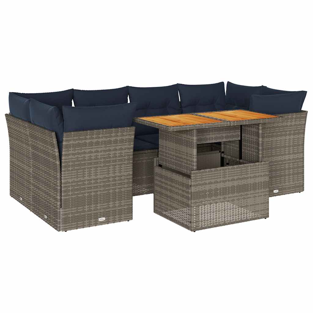 vidaXL 7-Piece Lounge Set with Cushions Poly Rattan Black