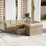 vidaXL 9-delige Loungeset met kussens poly rattan zwart