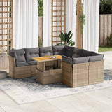 vidaXL 9-delige Loungeset met kussens poly rattan zwart
