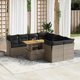 vidaXL 9-delige Loungeset met kussens poly rattan zwart