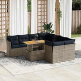 vidaXL 9-delige Loungeset met kussens poly rattan zwart