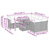 vidaXL 9-delige Loungeset met kussens poly rattan zwart