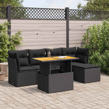 vidaXL 6-Piece Lounge Set with Cushions Poly Rattan Black