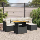vidaXL 6-Piece Lounge Set with Cushions Poly Rattan Black