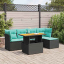 vidaXL 6-Piece Lounge Set with Cushions Poly Rattan Black