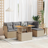 vidaXL 6-Piece Lounge Set with Cushions Poly Rattan Black