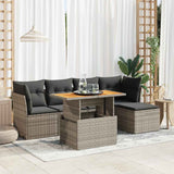 vidaXL 6-Piece Lounge Set with Cushions Poly Rattan Black