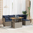 vidaXL 6-Piece Lounge Set with Cushions Poly Rattan Black
