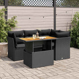 vidaXL 5-delige Loungeset met kussens poly rattan zwart