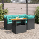 vidaXL 5-piece Lounge Set with Cushions Poly Rattan Black