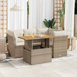 vidaXL 5-delige Loungeset met kussens poly rattan zwart