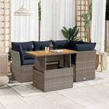 vidaXL 5-piece Lounge Set with Cushions Poly Rattan Black