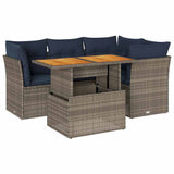 vidaXL 5-piece Lounge Set with Cushions Poly Rattan Black