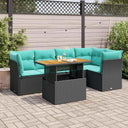 vidaXL 6-piece Lounge Set with Cushions Poly Rattan Black