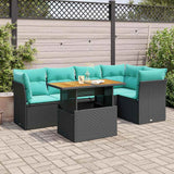 vidaXL 6-piece Lounge Set with Cushions Poly Rattan Black