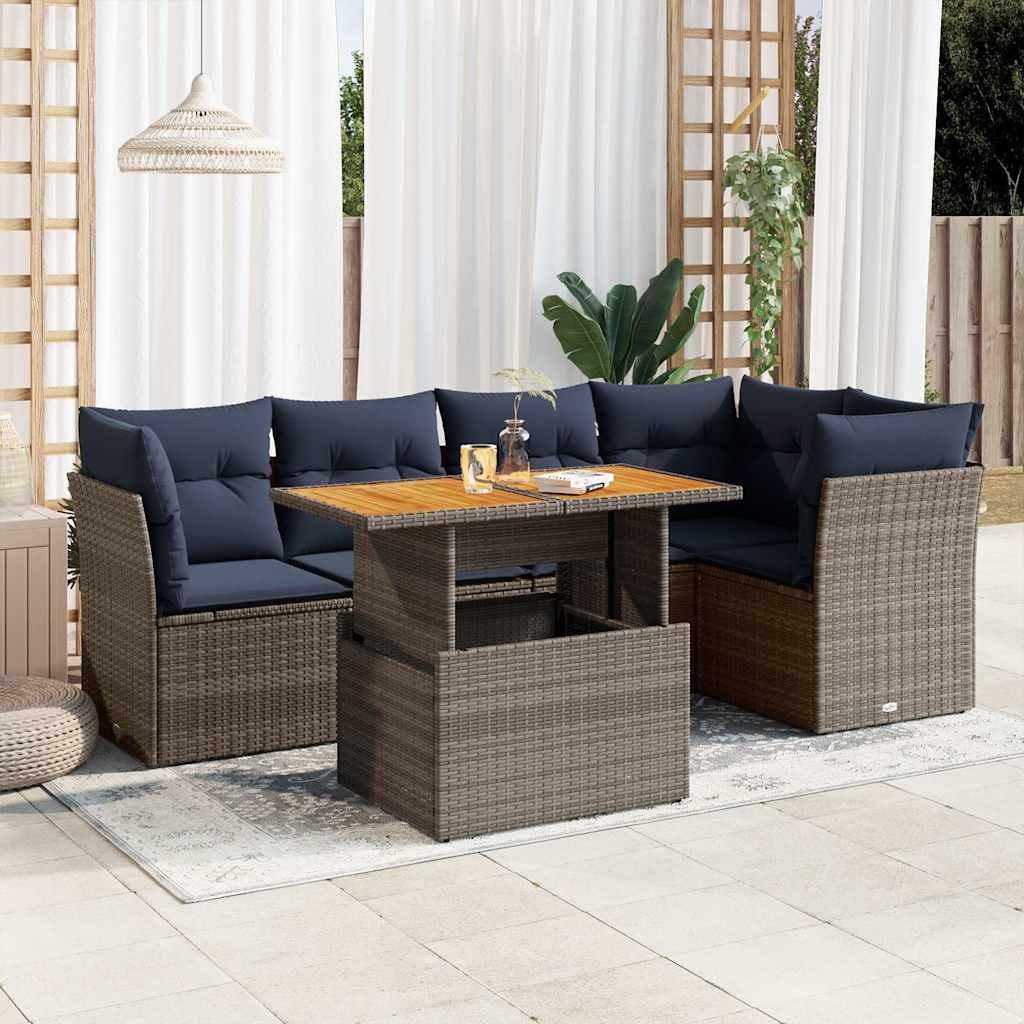 vidaXL 6-piece Lounge Set with Cushions Poly Rattan Black