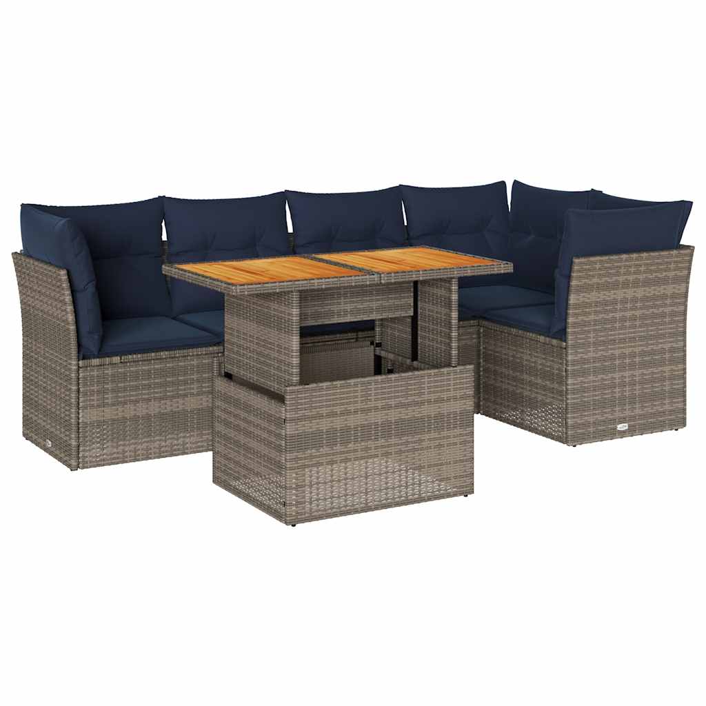 vidaXL 6-piece Lounge Set with Cushions Poly Rattan Black