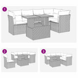vidaXL 6-piece Lounge Set with Cushions Poly Rattan Black