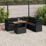 vidaXL 7-Piece Lounge Set with Cushions Poly Rattan Black