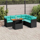 vidaXL 7-Piece Lounge Set with Cushions Poly Rattan Grey