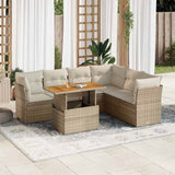 vidaXL 7-Piece Lounge Set with Cushions Poly Rattan Black