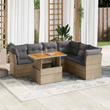 vidaXL 7-Piece Lounge Set with Cushions Poly Rattan Black
