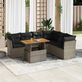 vidaXL 7-Piece Lounge Set with Cushions Poly Rattan Black