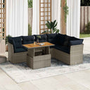 vidaXL 7-Piece Lounge Set with Cushions Poly Rattan Grey