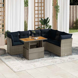 vidaXL 7-Piece Lounge Set with Cushions Poly Rattan Grey